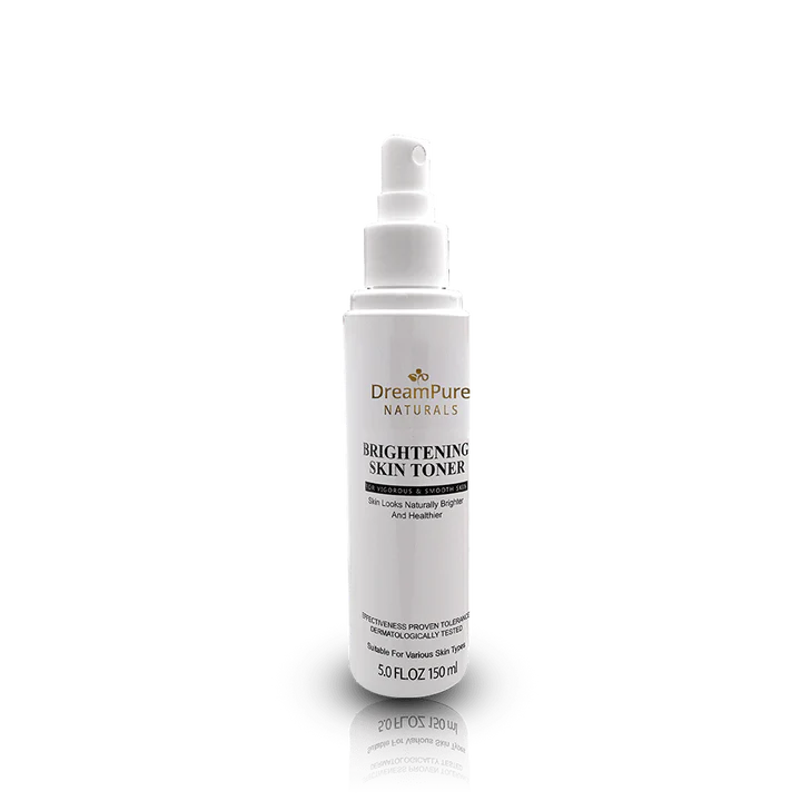 DreamPure Naturals brightening skin toner bottle on a white background