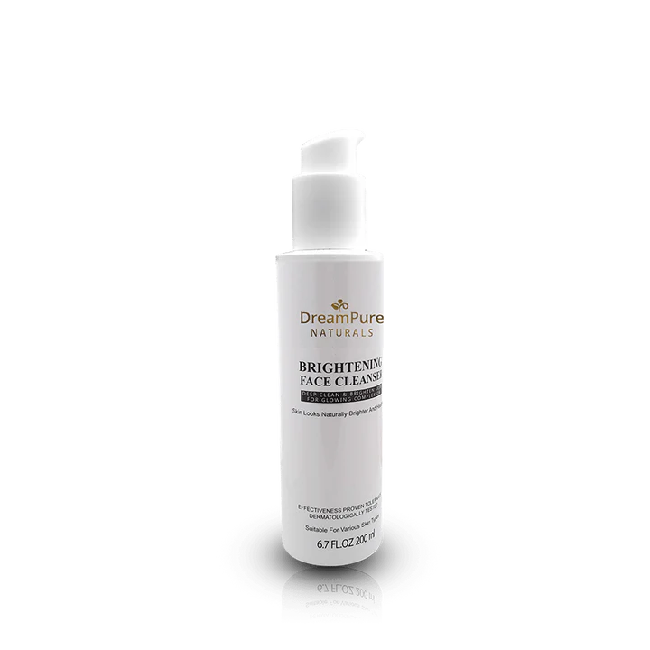 DreamPure Naturals Brightening Face Cleanser bottle on a white background