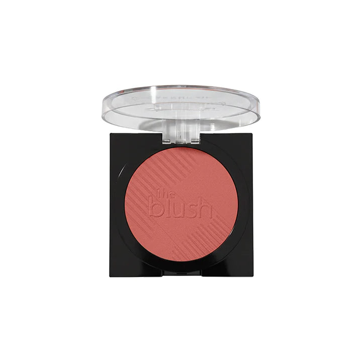 Compact blush with a clear lid on a white background