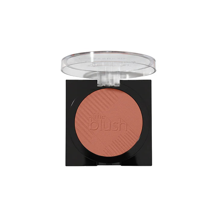 Compact blush with a clear lid on a white background