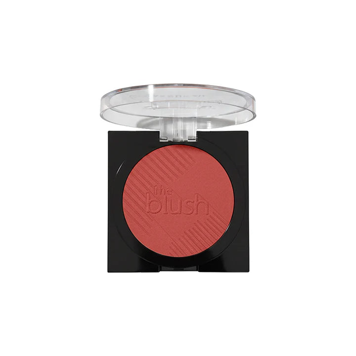 Compact blush with a clear lid on a white background