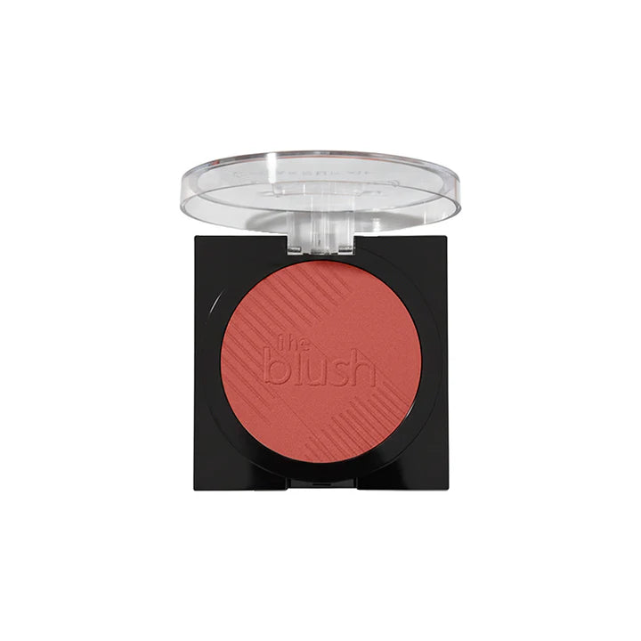 Compact blush with a clear lid on a white background