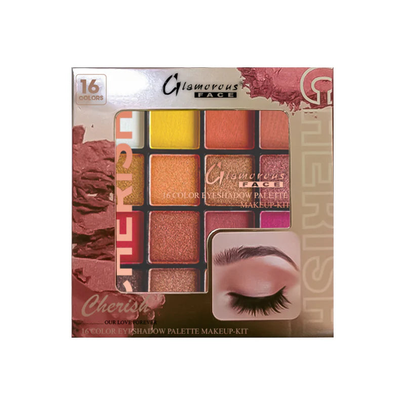 Glamorous Face 16-color eyeshadow palette makeup kit packaging on a white background