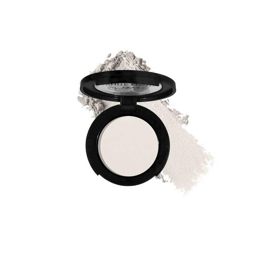 Compact powder in a black case with a white background