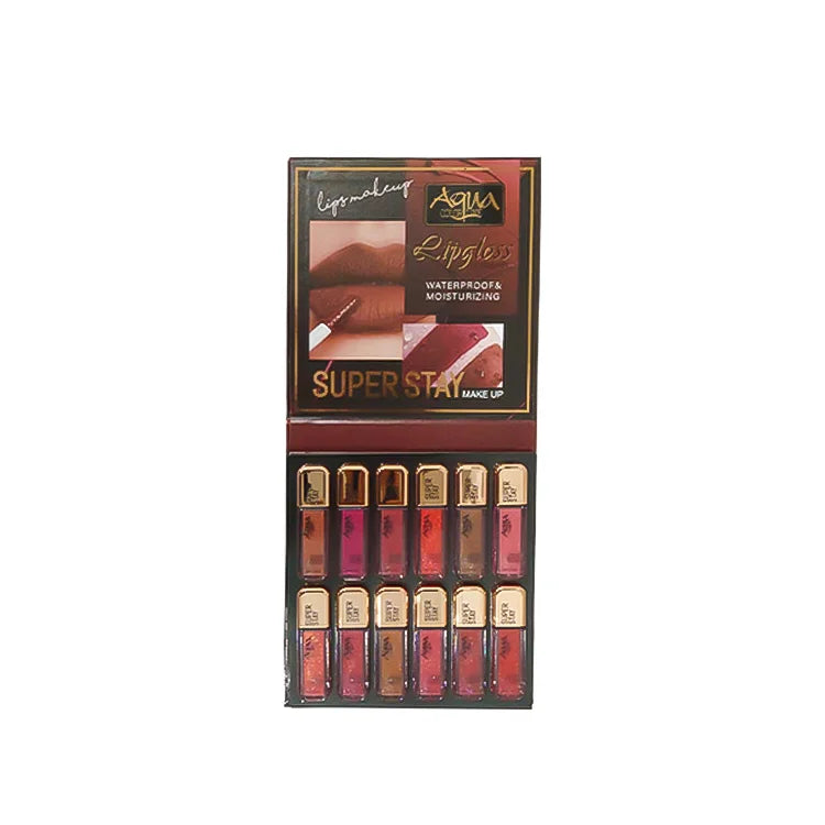 Aqua Lipgloss Super Stay Lip Gloss A - Shimmer (12 Pcs Set)