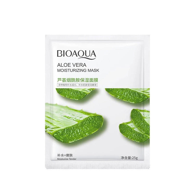 Bioaqua Aloe Vera moisturizing mask packaging on a white background