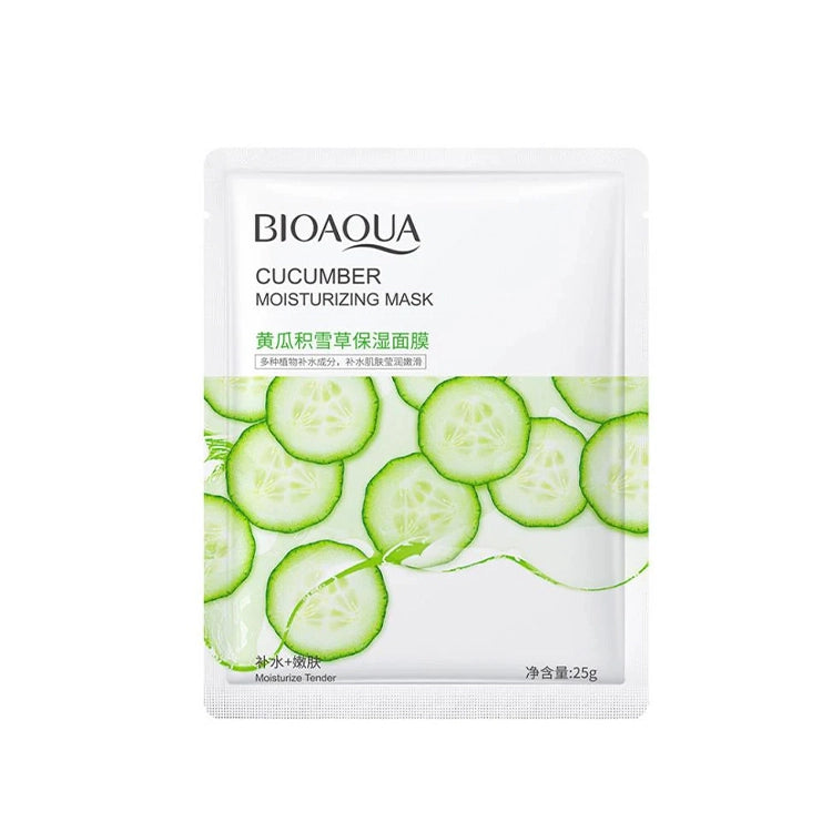 BIOAQUA cucumber moisturizing mask packaging on a white background