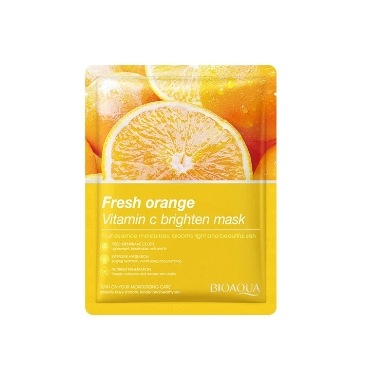 Bioaqua Fresh Orange Vitamin C Brighten Mask packaging with orange slices on a white background
