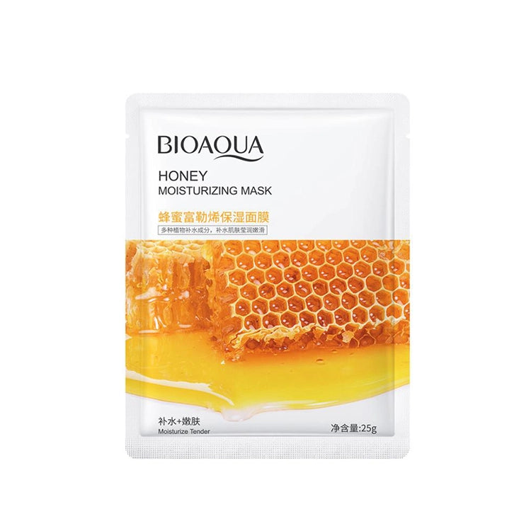 Bioaqua honey moisturizing mask packaging on a white background