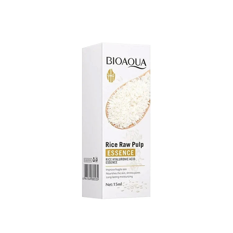 Bioaqua Rice Raw Pulp Essence packaging on a white background