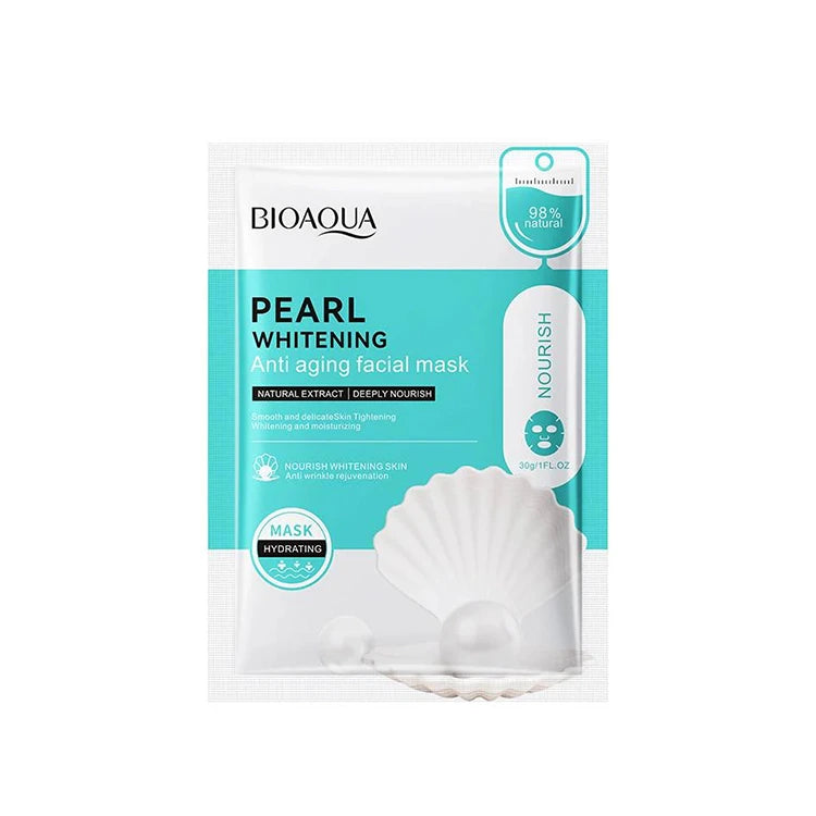 Bioaqua pearl whitening facial mask packaging on a white background