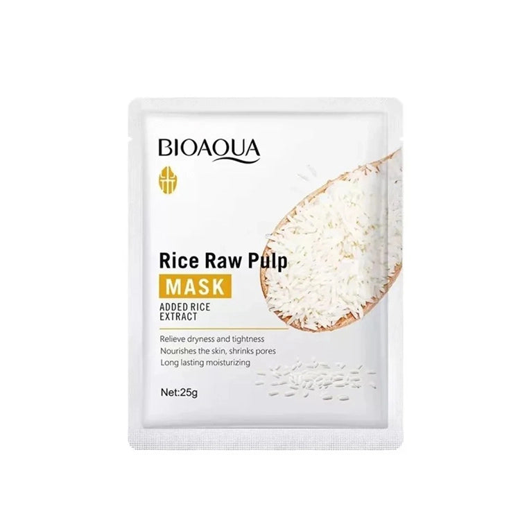 Bioaqua Rice Raw Pulp Mask packaging on a white background