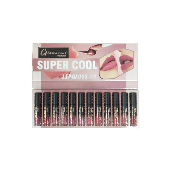 Glamorous Face Super Cool Waterproof Lip Gloss – 12 in 1 (Shade C Shiny)