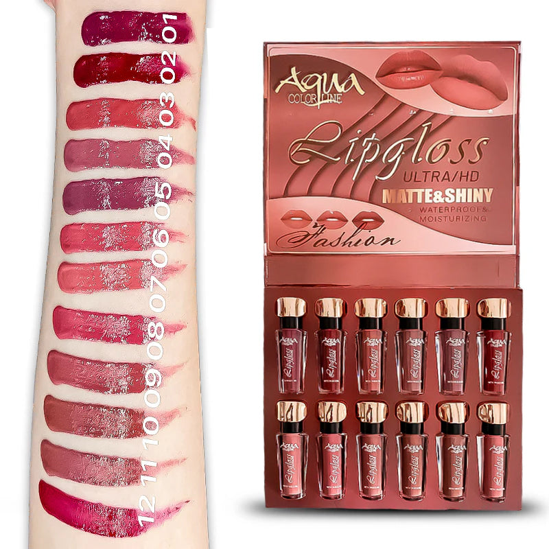 Aqua Color Line 12 Pieces Lip Gloss