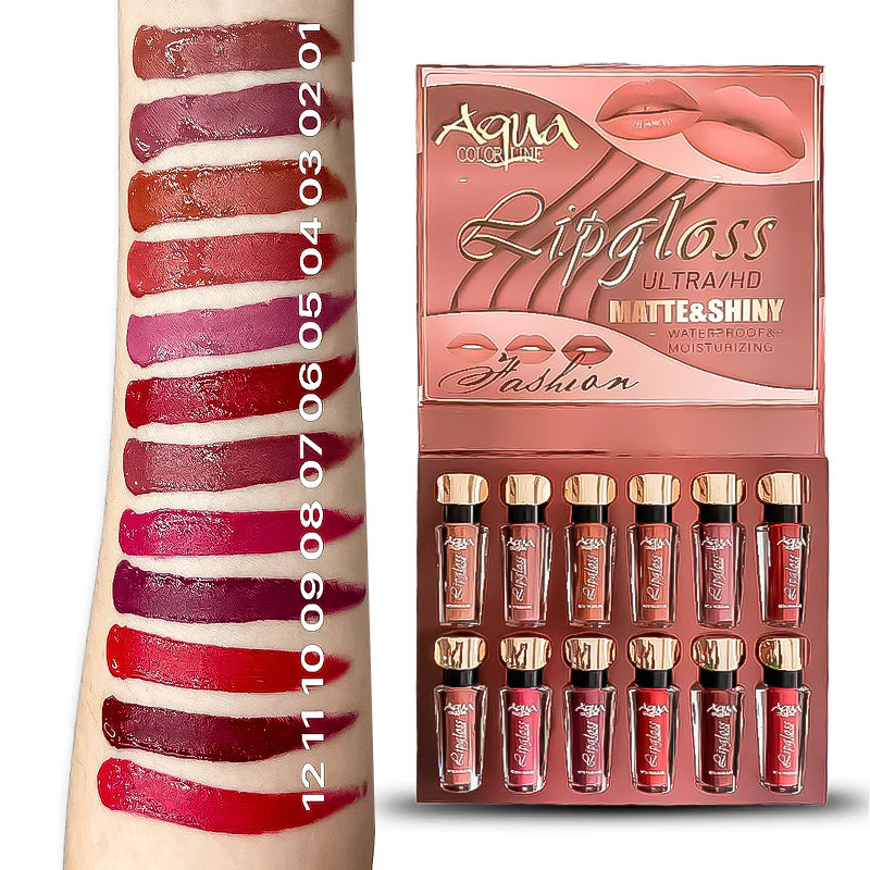 Aqua Color Line 12 Pieces Lip Gloss