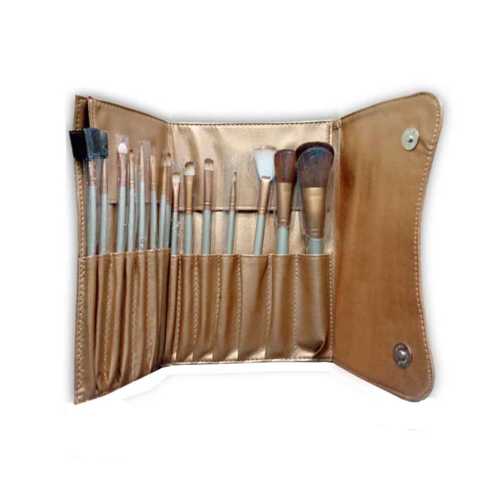 Glamorous Face 15 Piece Leather Brush set