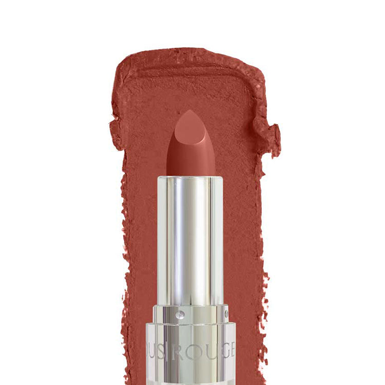Lipstick with a swatch of color on a white background