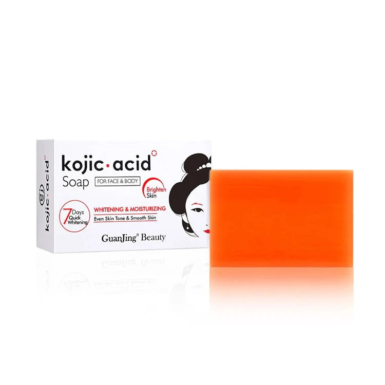 Kojic acid soap with packaging on a white background