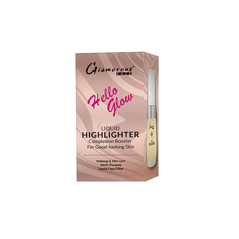 Glamorous Face Hello Glow Liquid Highlighter packaging on a white background