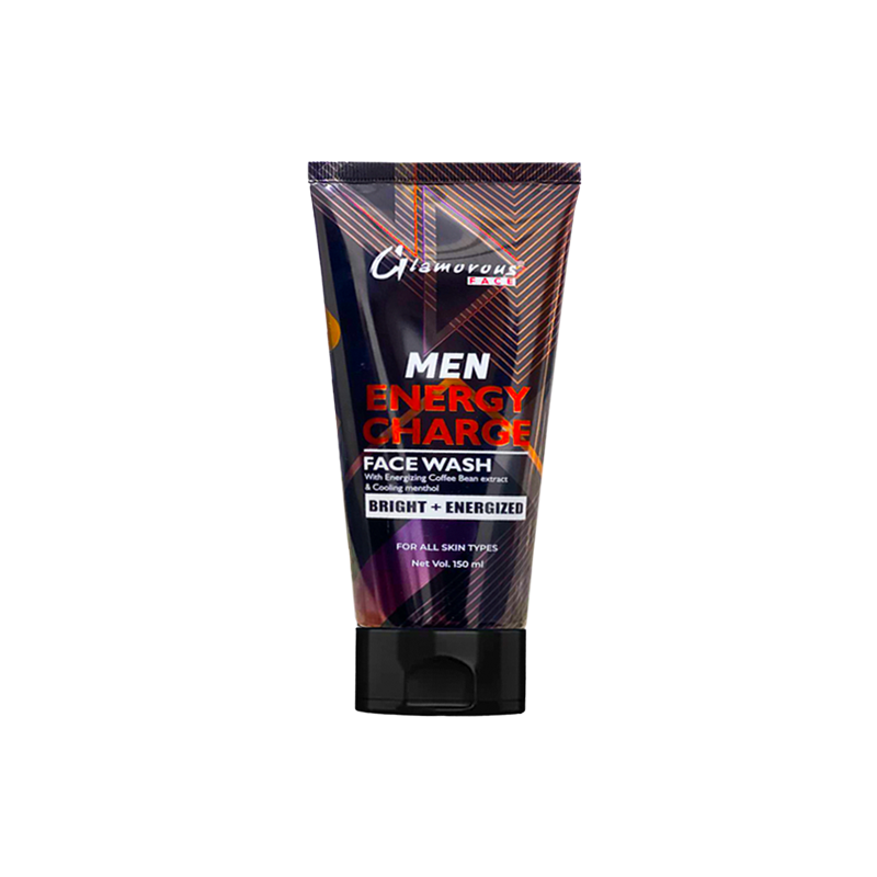 Men's Energy Charge face wash tube on a white background