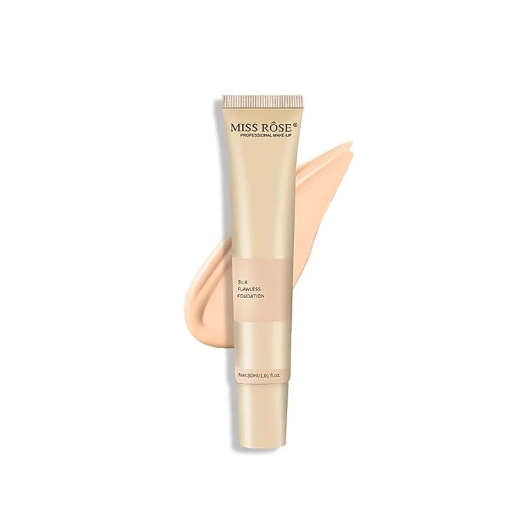 Miss Rose foundation tube with a swatch on a white background