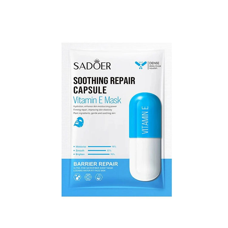 Sadoer Soothing Repair Capsule Vitamin E Mask packaging on a white background