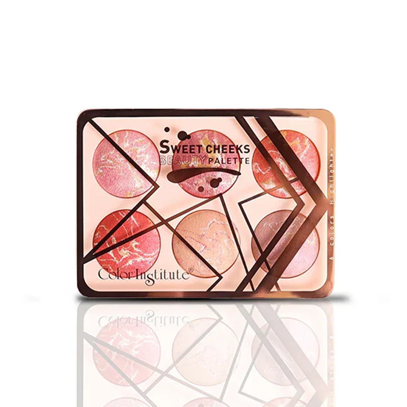 Makeup palette with 'Sweet Cheeks' and 'Color Institute' branding on a white background