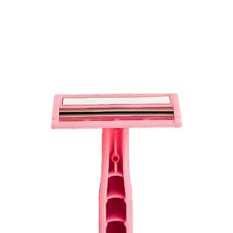 Pink razor on a white background