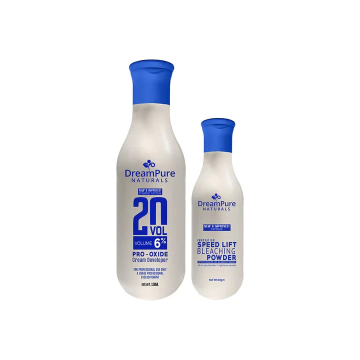 Two bottles of DreamPure Naturals hair care products on a white background
