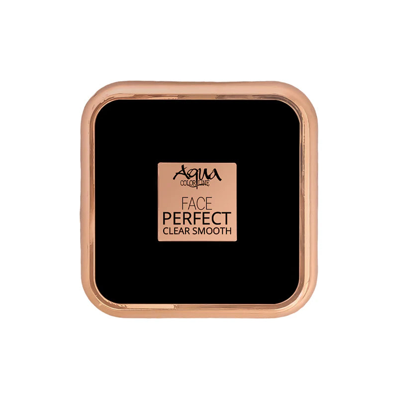 Cosmetic compact with 'Aqua' branding on a white background