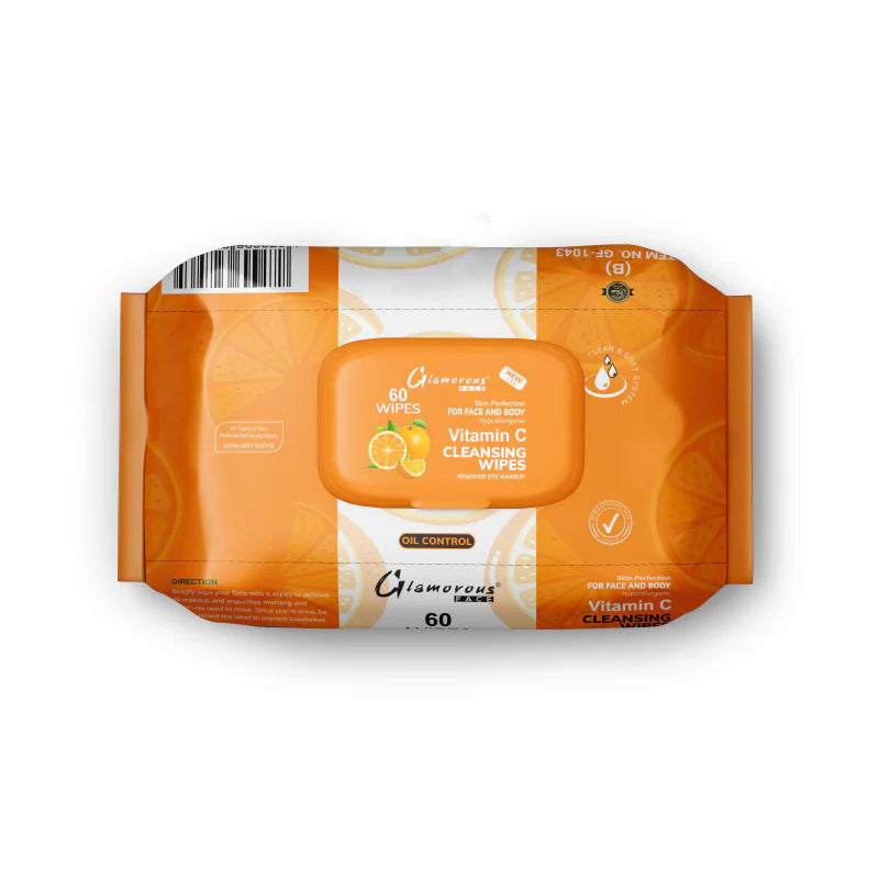 Glamorous Face Cleansing Makeup Remover Wipes Large 60 Pieces