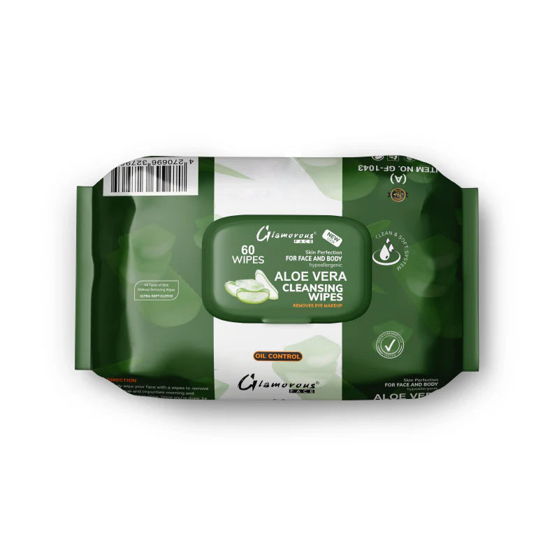 Glamorous Face Cleansing Makeup Remover Wipes Large 60 Pieces