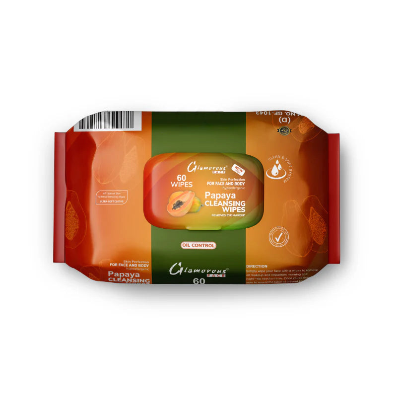 Glamorous Face Cleansing Makeup Remover Wipes Large 60 Pieces