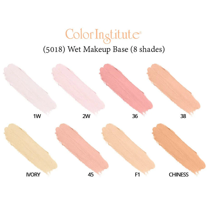Color Institute Wet Makeup Base swatches on a white background