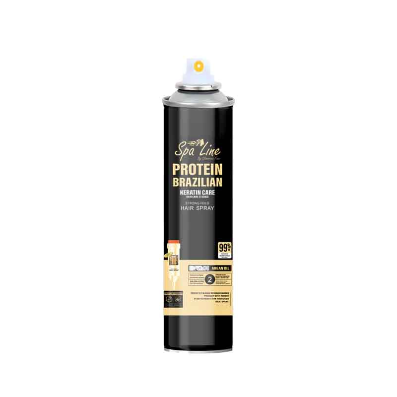 Spa Line Protein Brazilian Keratin Care hair spray can on a white background