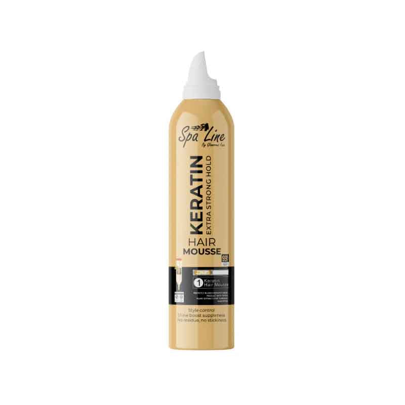 Spa Line by Glamorous Face Keratin Hair Mousse – Extra Strong Hold Gold