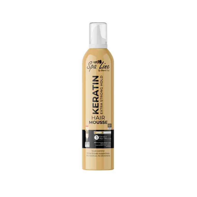Spa Line by Glamorous Face Keratin Hair Mousse – Extra Strong Hold Gold
