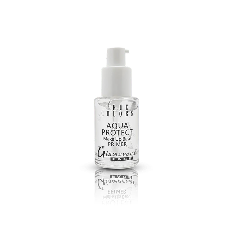 Bottle of True Colors Aqua Protect Make Up Base Primer on a white background