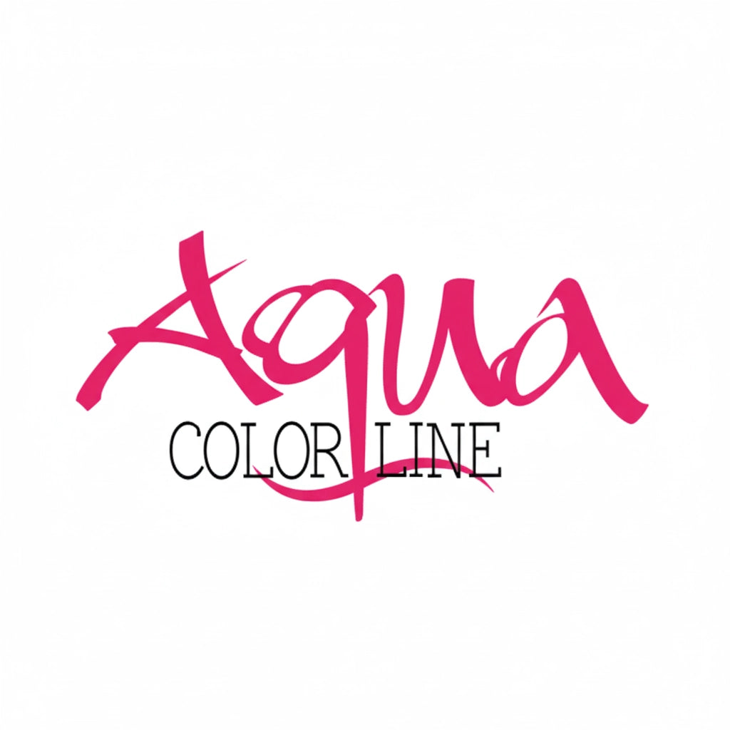 Aqua Color Line logo with pink and black text on a white background